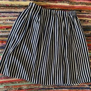 J. Crew Pleated Skirt Navy White Striped